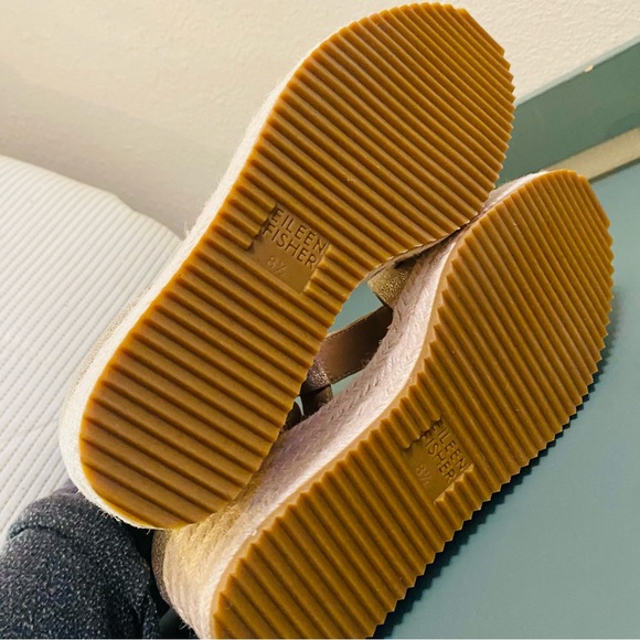 EILEEN FISHER Tilly Leather Espadrille Sandal Silver Metallic - Picture 8 of 10